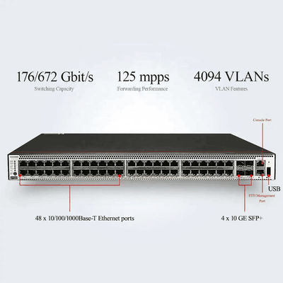 48*10/100/1000BASE-T Ethernet port dan 4*10GE SFP port PoE Switch dengan fungsi LACP